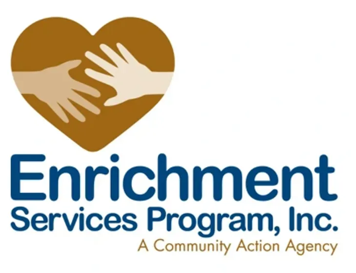 Enrichment Services Program, Inc. logo with gold heart and hands above blue text