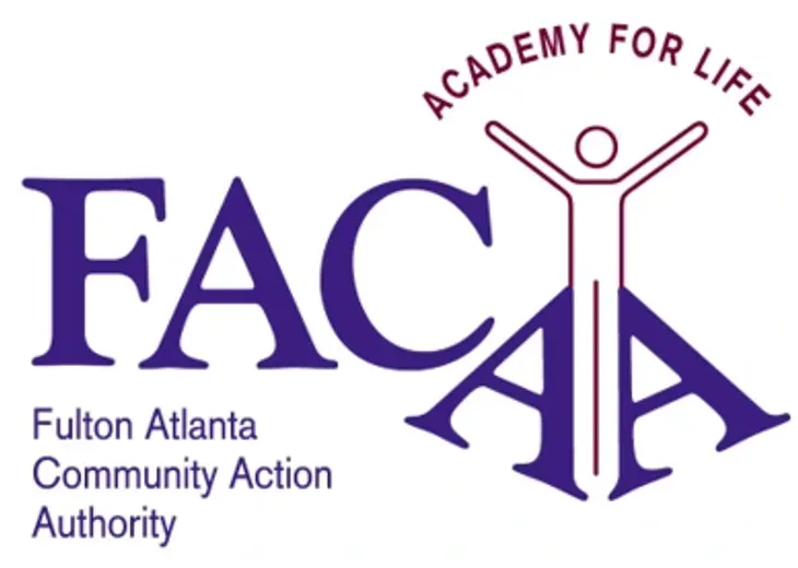 Fulton Atlanta Community Action Authority logo with purple FACAA text and an Academy for Life emblem