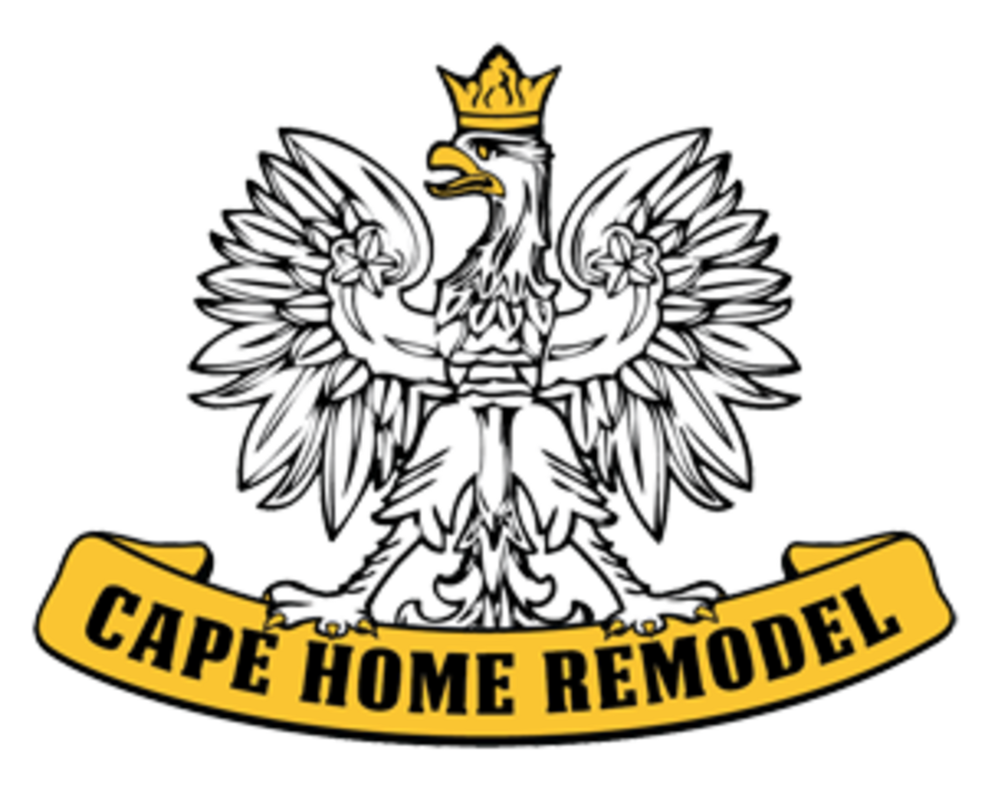 Cape Home Remodel logo with crowned white eagle and yellow banner text