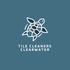 A logo for tile cleaners clearwater with a turtle on a blue background.