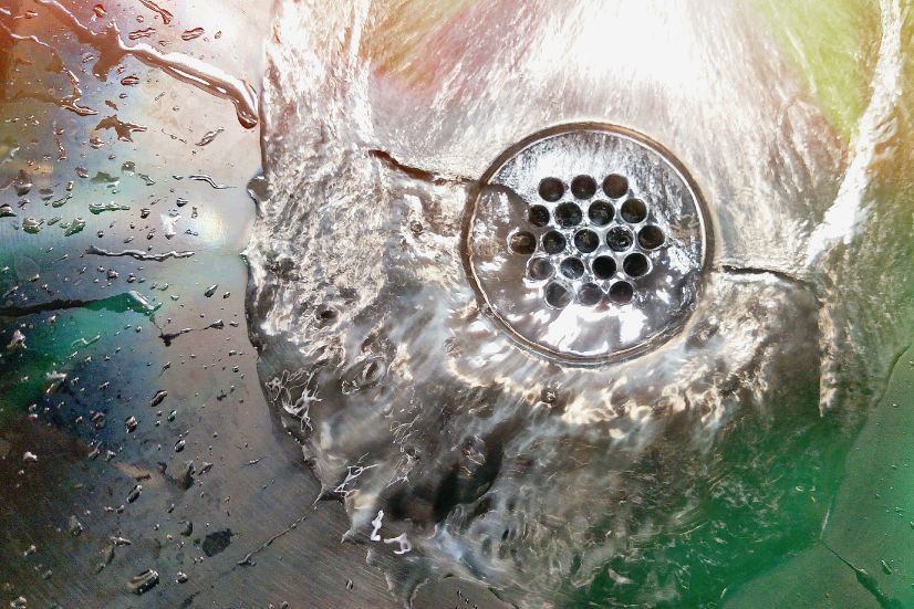 a close up of a drain with water coming out of it
