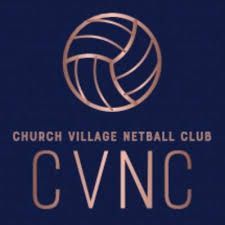 Church Village Netball Club logo: Rose gold netball icon above text