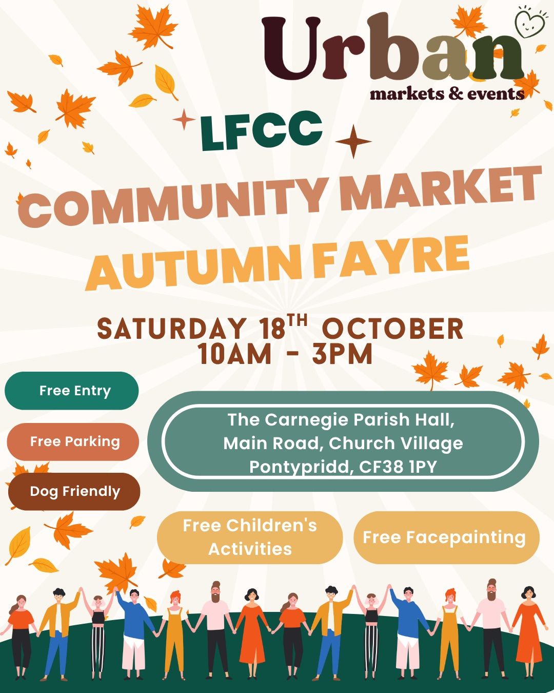 Poster for an Autumn Fayre at The Carnegie Parish Hall in Pontypridd. Features 