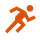 An orange icon of a person running on a white background.