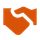 An orange and white handshake icon on a white background.