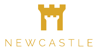 The logo for newcastle is a castle with a tower on it.