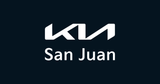 Logotipo de Kia con la palabra “San Juan” en blanco sobre un fondo azul oscuro.
