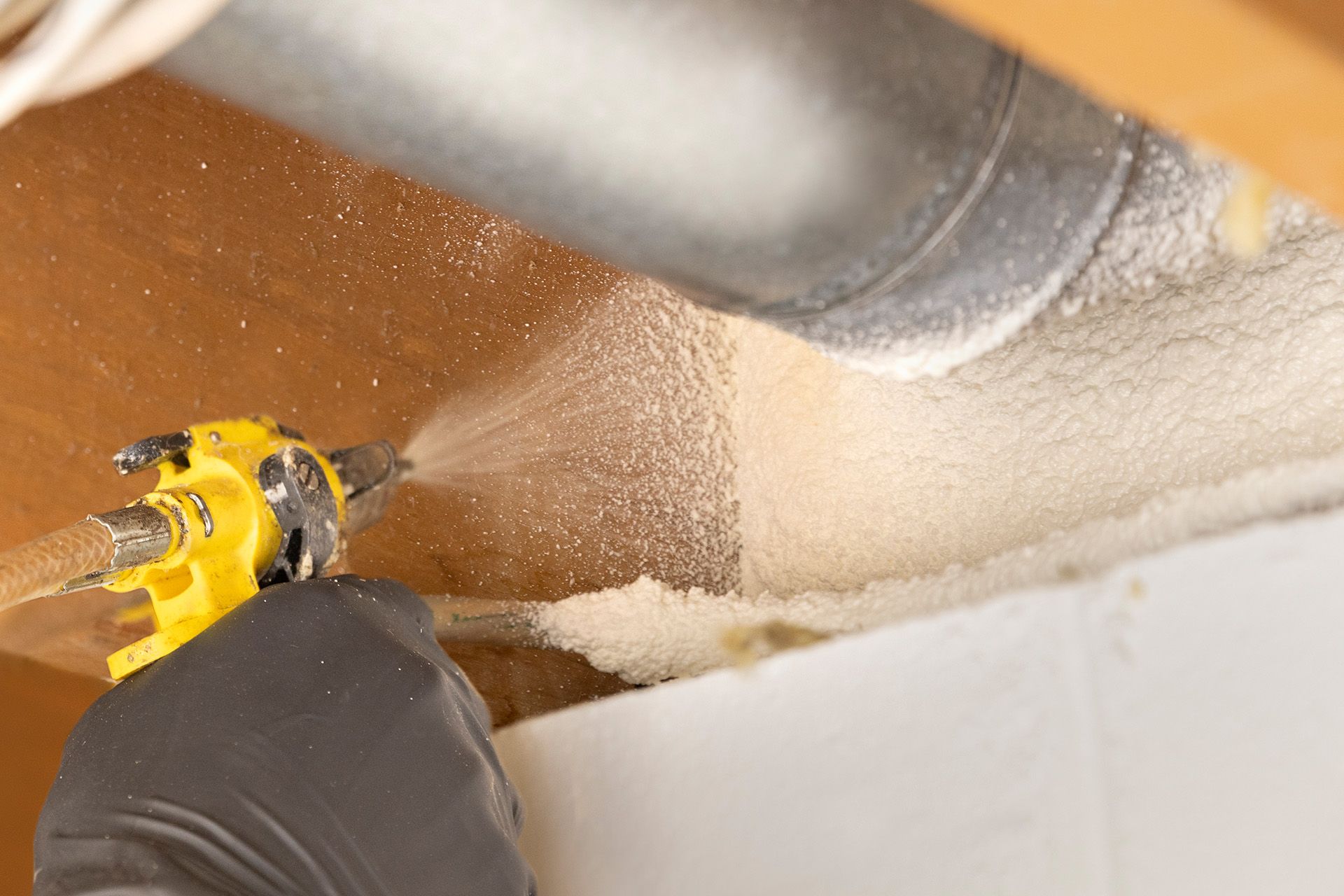 Close-up shot of spray foam insulation