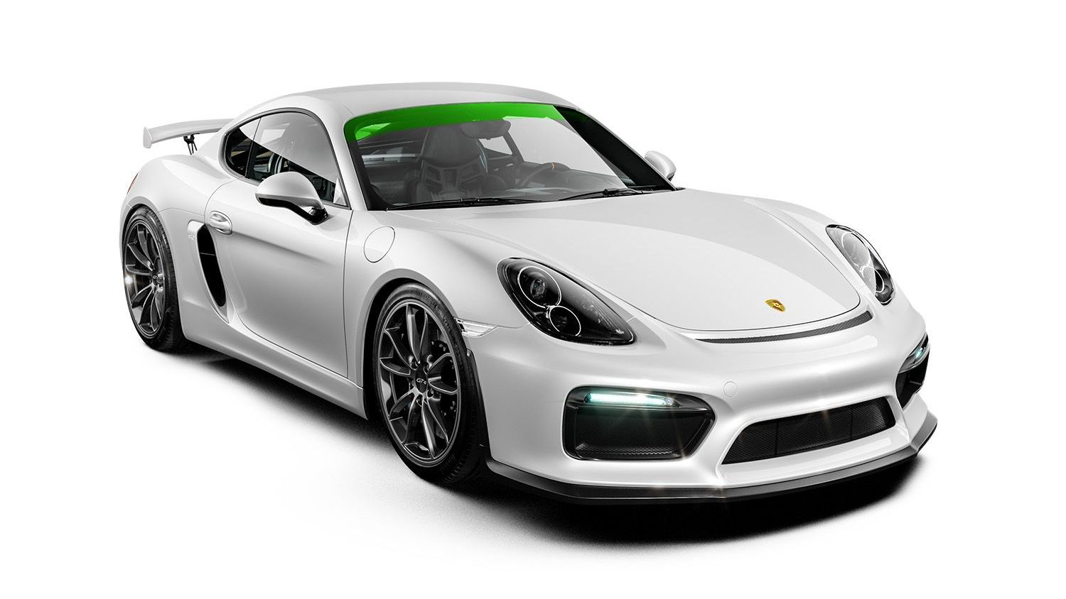 White Porsche sports car, angled view.