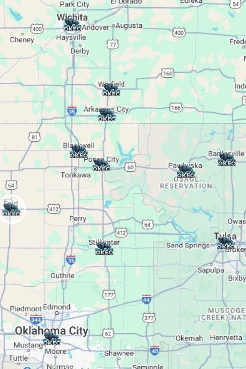 A map of oklahoma city and surrounding states