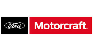 Ford and Motorcraft logos, black oval and red banner on white background