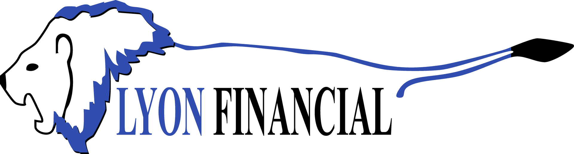 Logo for Lyon Financial, featuring a blue lion with a white mane and tail.
