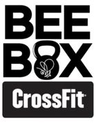 A black and white logo for bee box crossfit