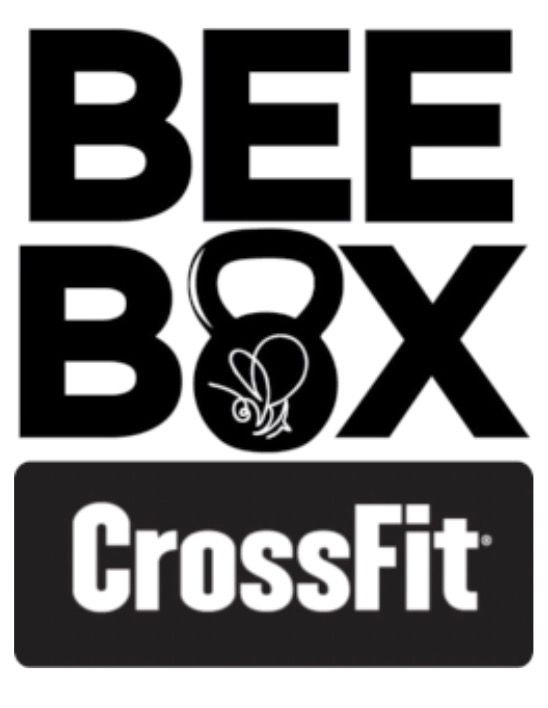 A black and white logo for bee box crossfit