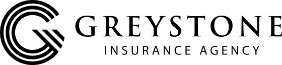 The logo for greystone insurance agency is black and white.