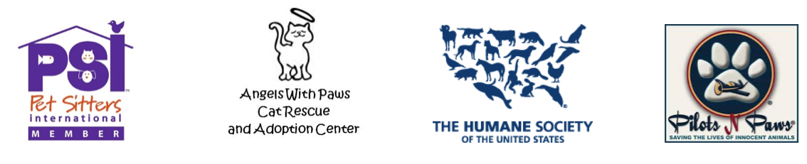Logos of various animal welfare organizations, including Psi, American Humane, The Humane Society, and Pets & Paws.