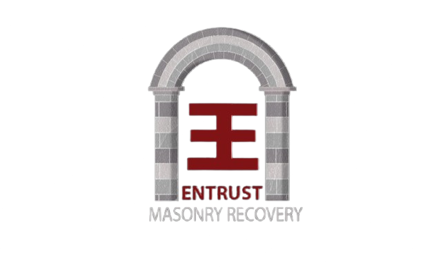 Logo with a brick arch framing a red and white emblem; text reads "Entrust Masonry Recovery."