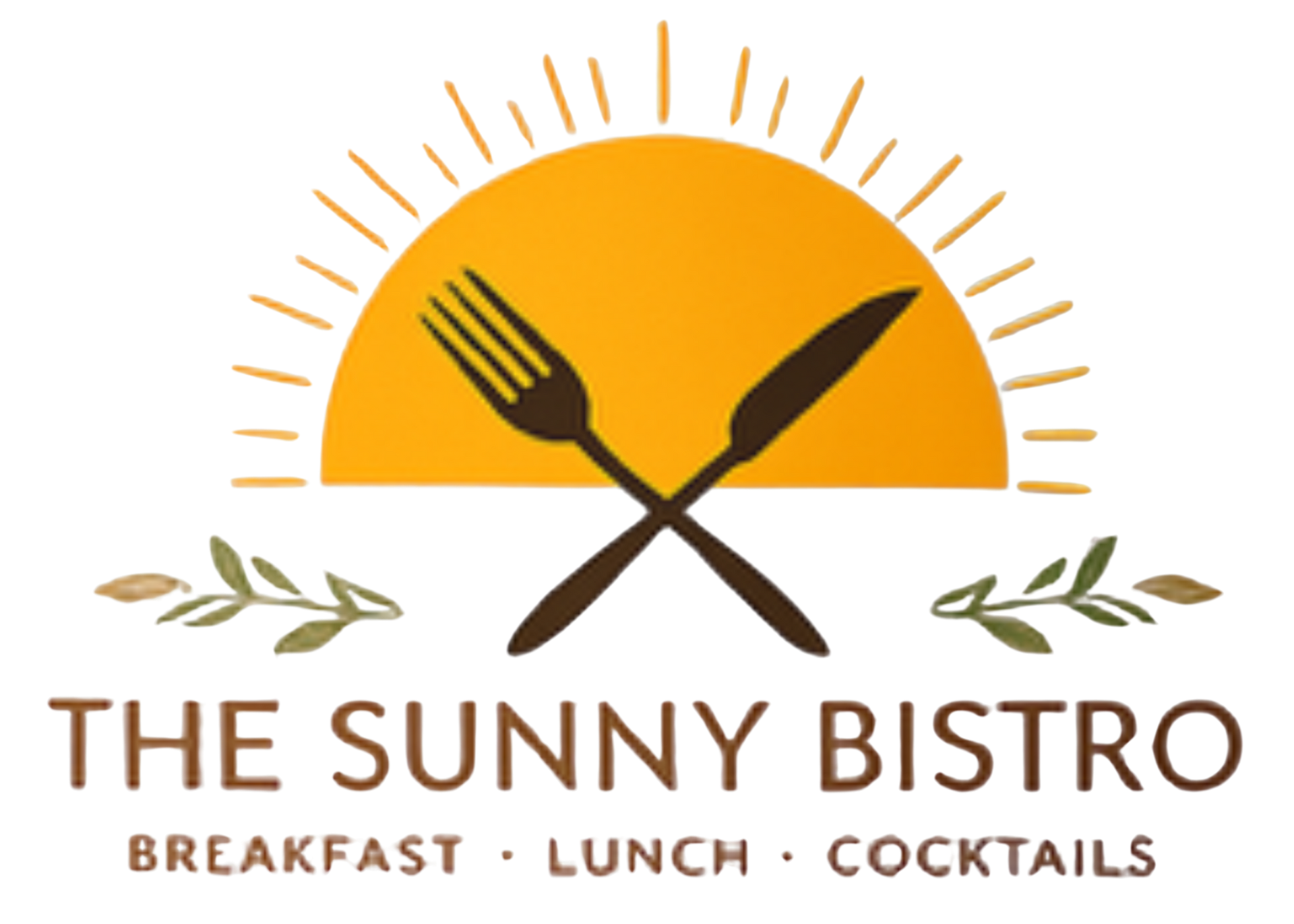 The Sunny Bistro logo with a yellow sun, crossed fork and knife, and the text “Breakfast · Lunch · Cocktails”
