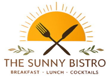 The Sunny Bistro logo with a yellow sun, crossed fork and knife, and the text “Breakfast · Lunch · Cocktails”
