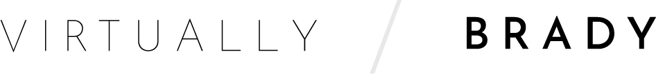 The word brady is written in black on a white background