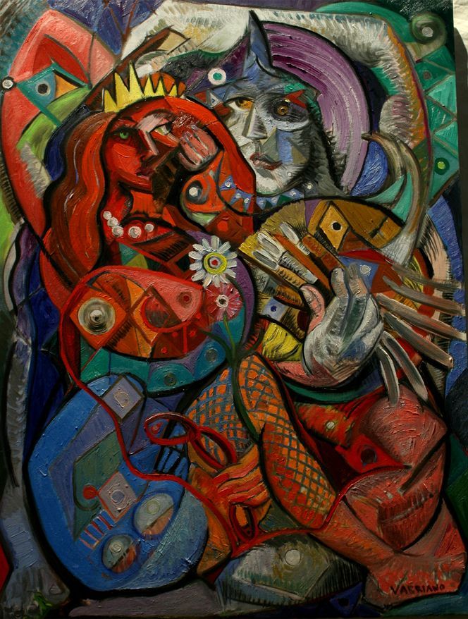 artist and model | abstract oil painting by John Varriano