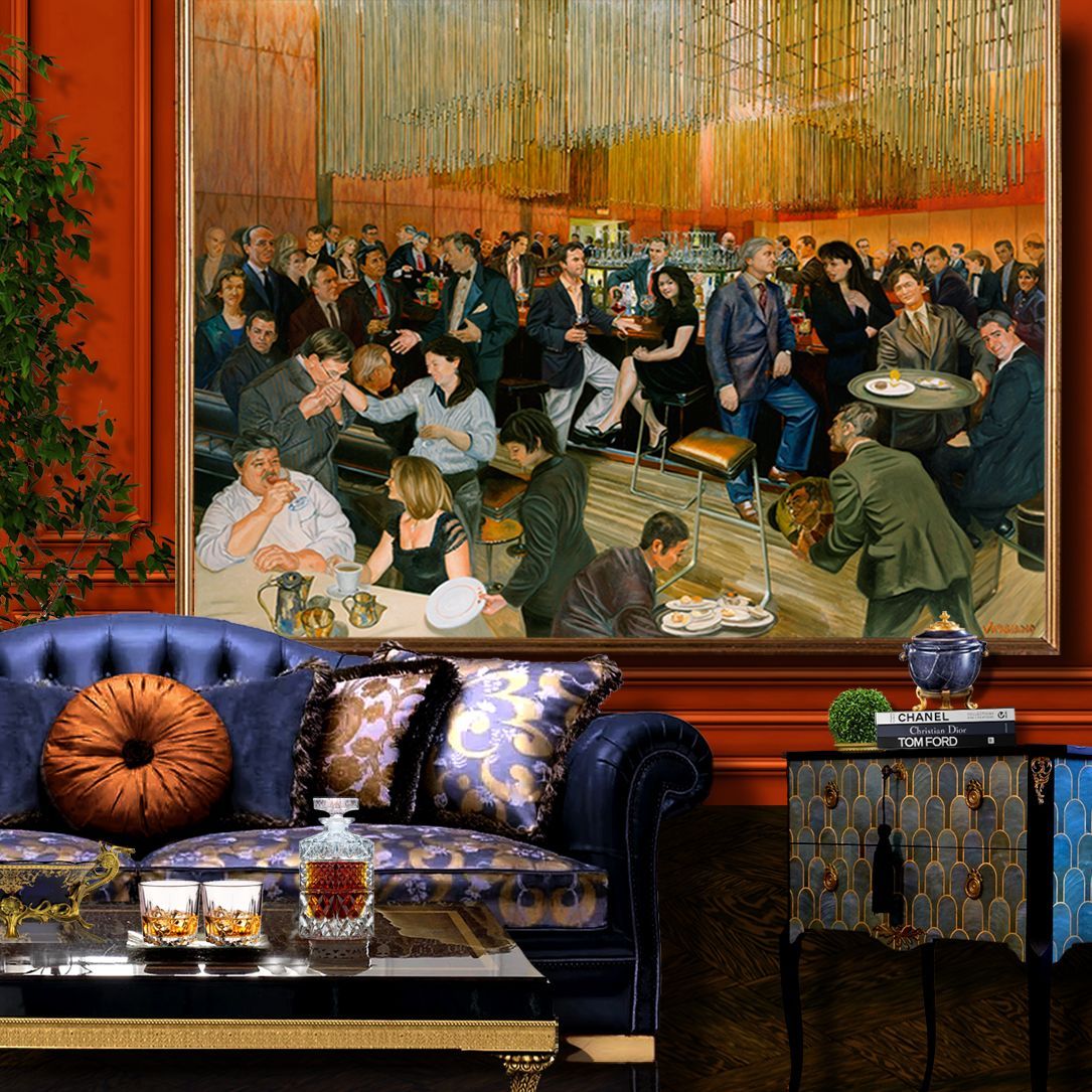 Bar at the Four Seasons | Figurative Oil Painting by John Varriano