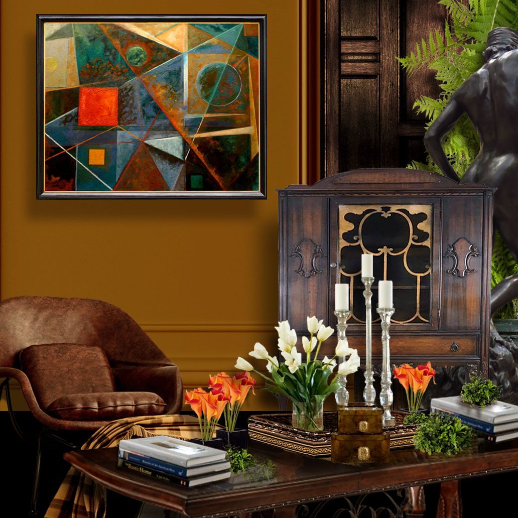 John Varriano Abstract Oil Painting: Red Square