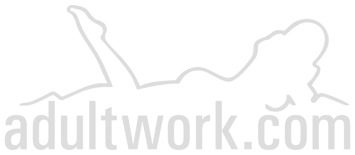 The logo for adultwork.com is a silhouette of a woman laying on her stomach.