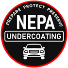 NEPA Undercoating logo in black, white and red with a car icon and “Prepare Protect Preserve” text