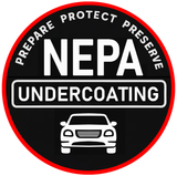 NEPA Undercoating logo in black, white and red with a car icon and “Prepare Protect Preserve” text