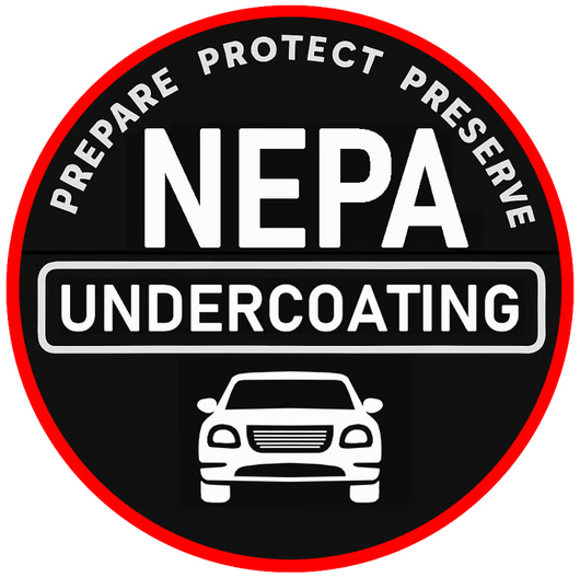 NEPA Undercoating logo in black, white and red with a car icon and “Prepare Protect Preserve” text