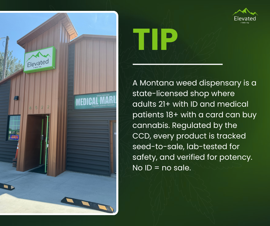 A Montana dispensary. Brown building with 