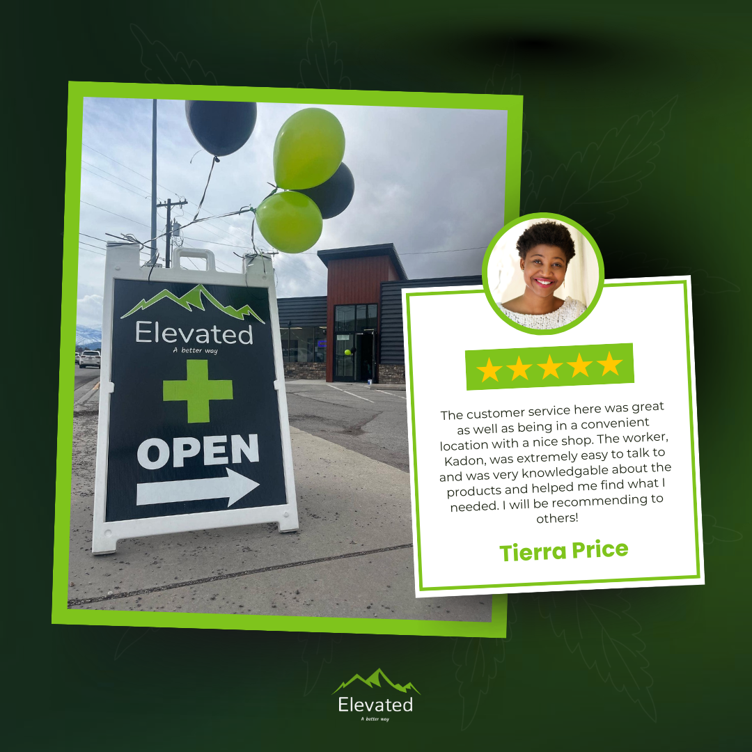 Elevated dispensary storefront with an