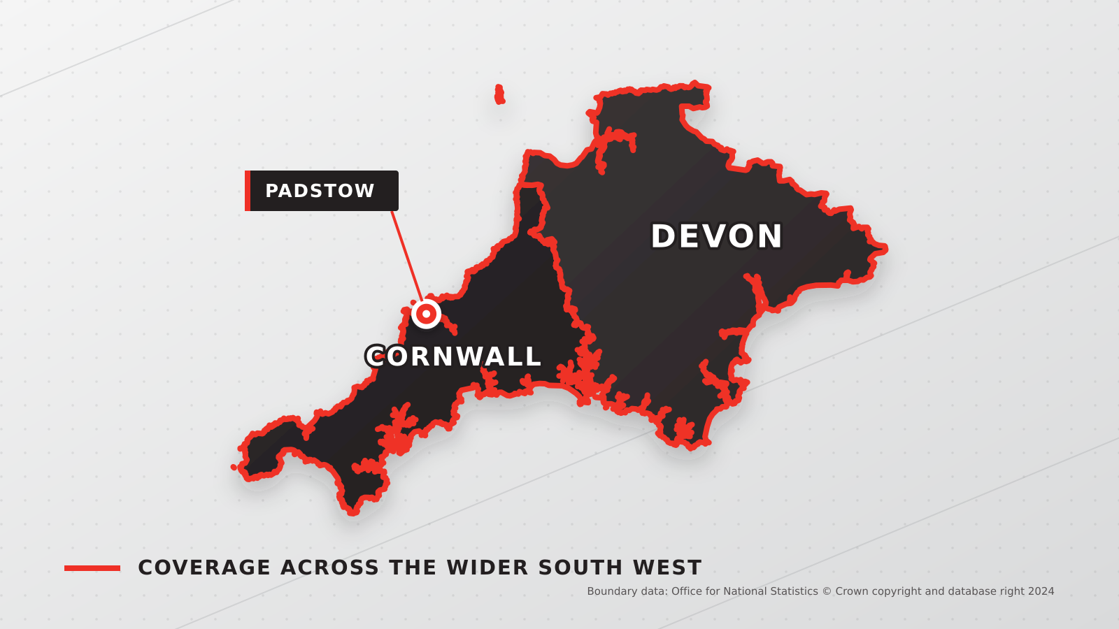 Nicholas Roofing Company service area covering Cornwall, Devon and the wider South West from Padstow