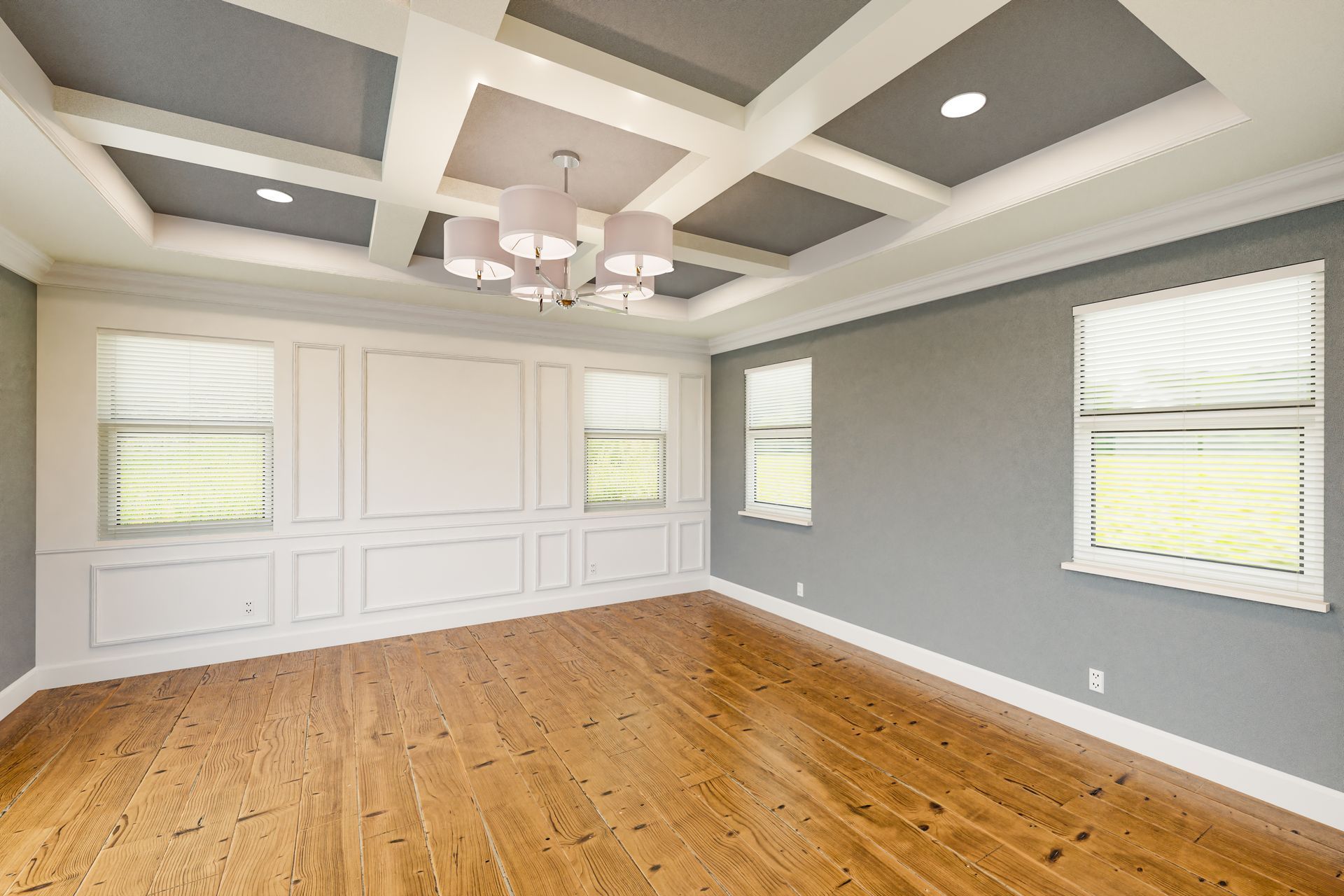 Empty Room With Wood Floors, Gray Walls, White Trim — Israel Jones Painting in Rowes Bay, QLD
