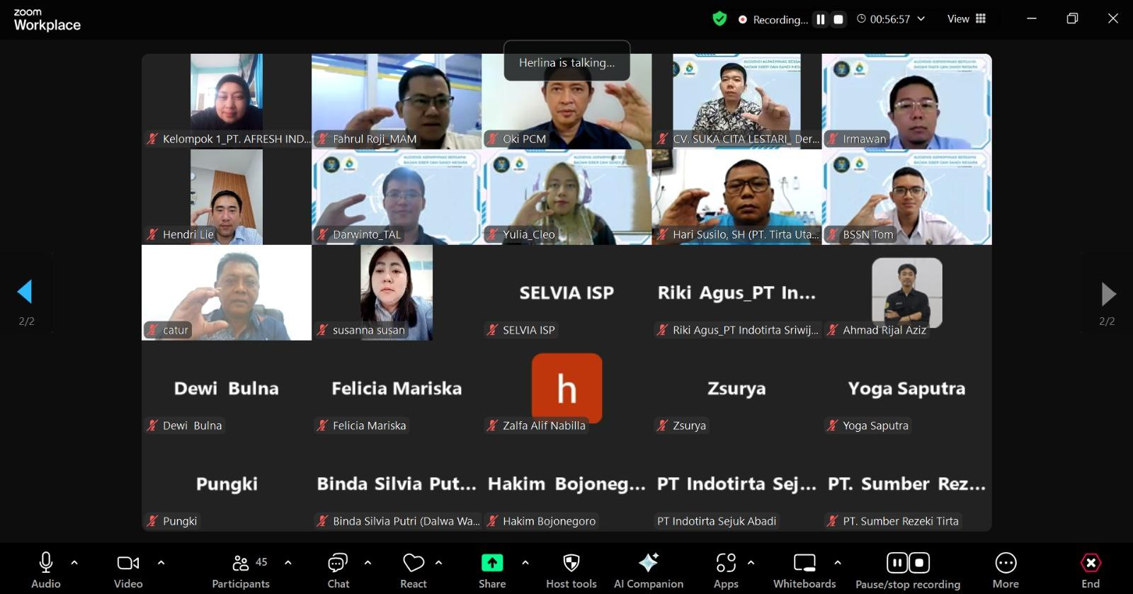 Dokumentasi foto bersama seluruh peserta  dalam kegiatan  Audiensi ASPARMINAS Bersama Direktorat Keamanan Siber dan Sandi Industri 
Senin, 3 Maret 2025
