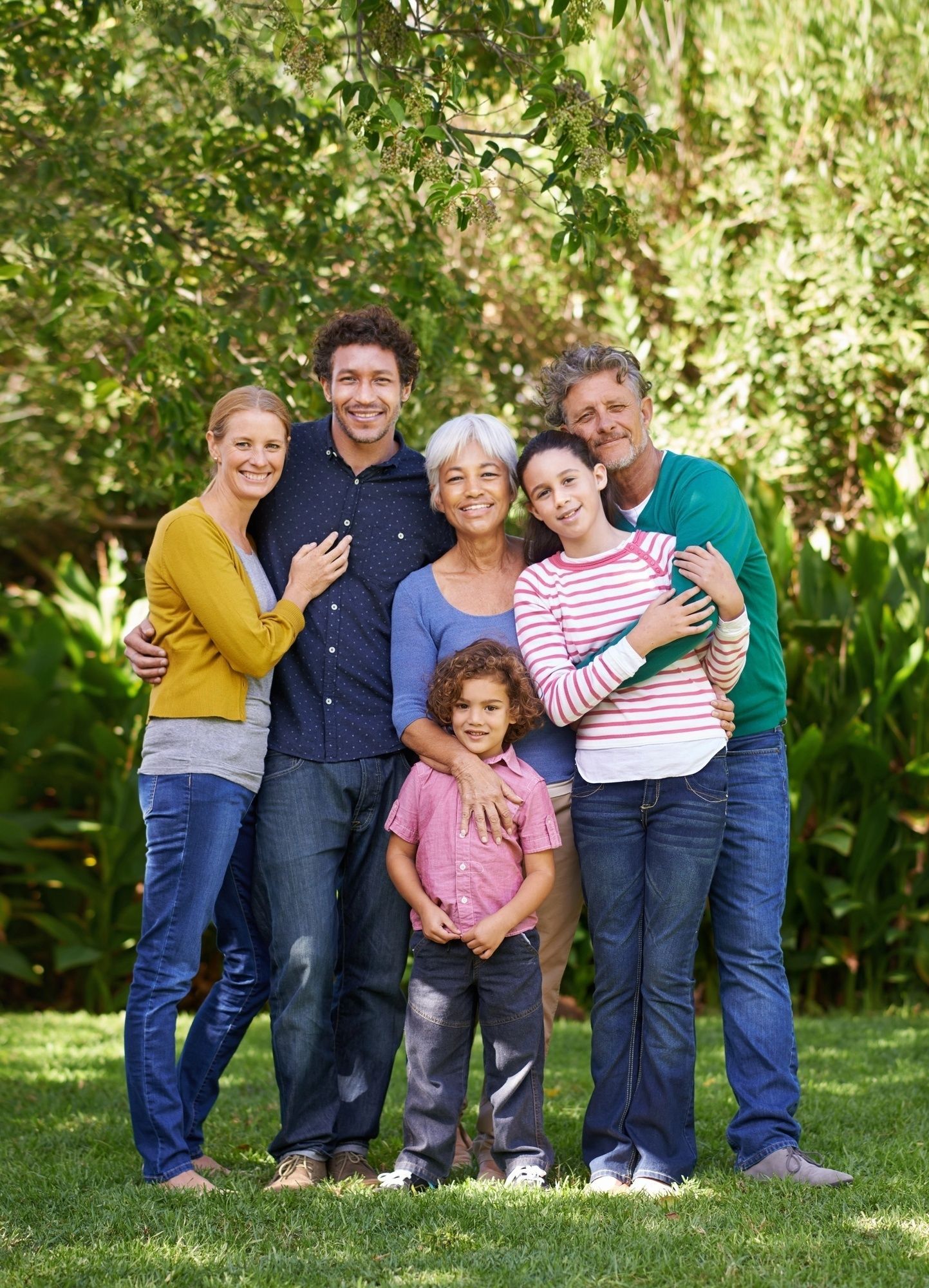 Happy mixed race family