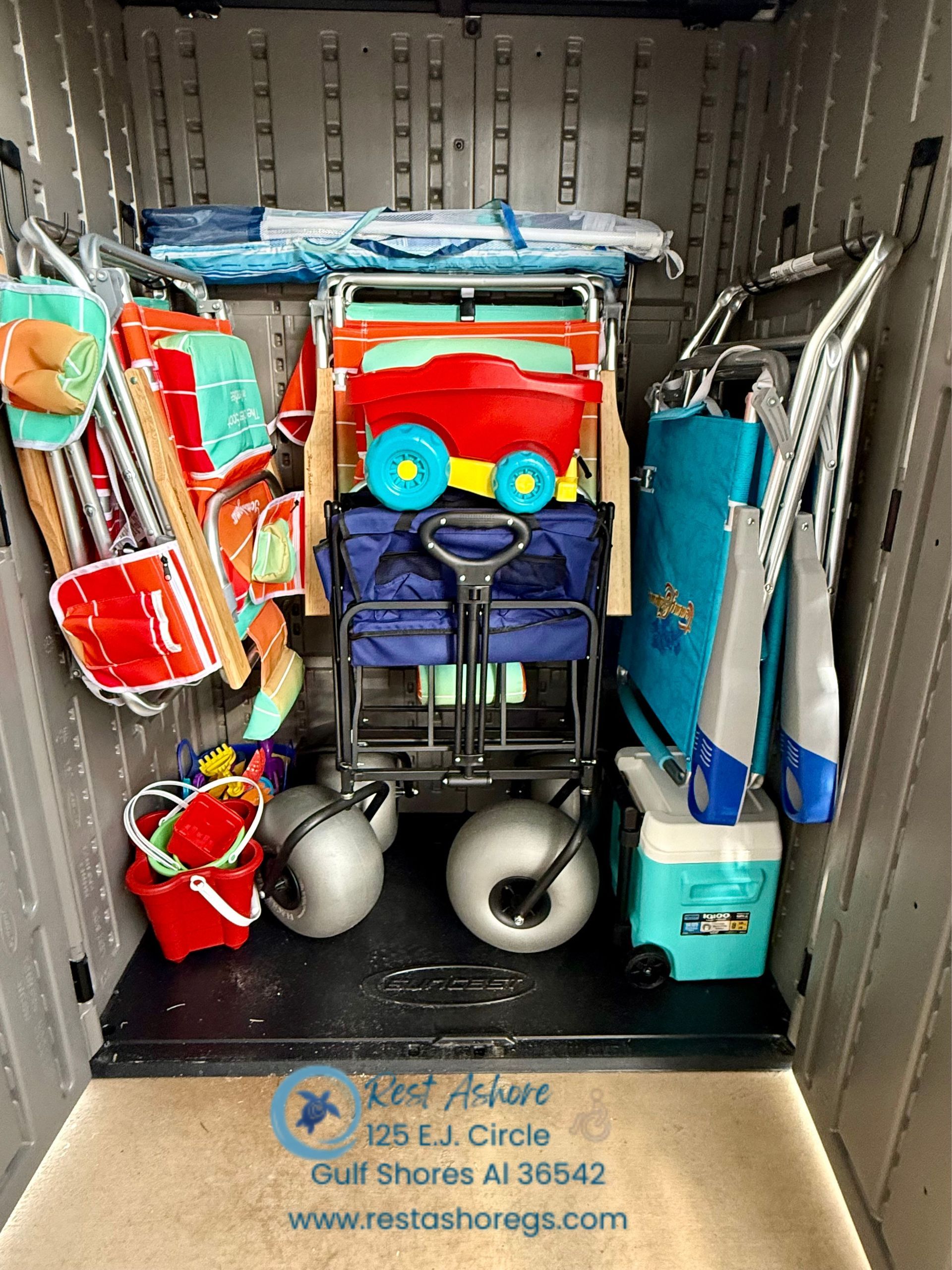 Storage closet with beach gear