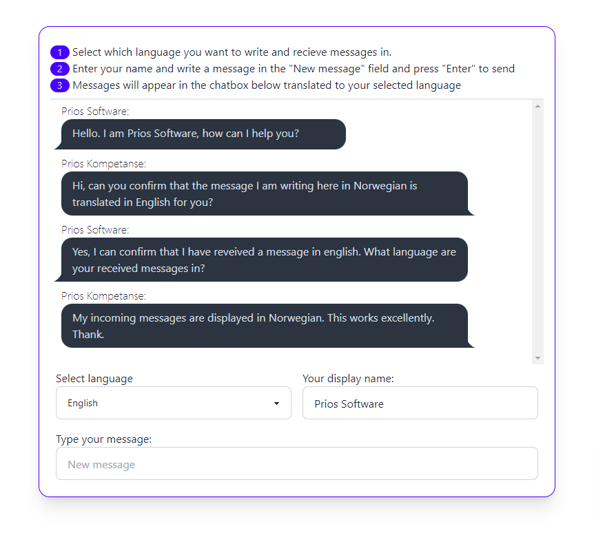 Prios Chat oversetter