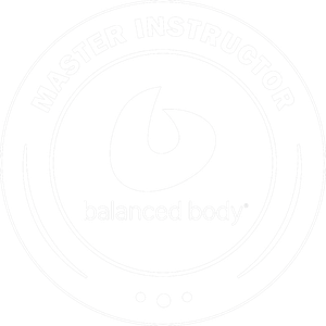 Faint circular logo with a stylized leaf and the words “Balanced Body” in the center