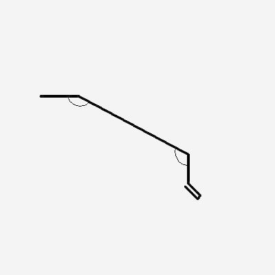 Profile view of a metal flashing with angled bends, used in construction.