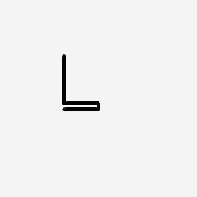A black, right-angled corner against a white background.