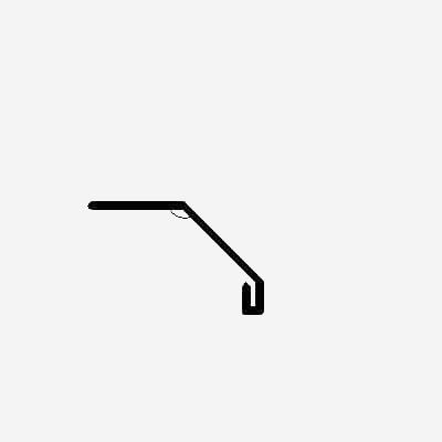 Black metal flashing profile with a bent top edge, angled body, and folded bottom edge.