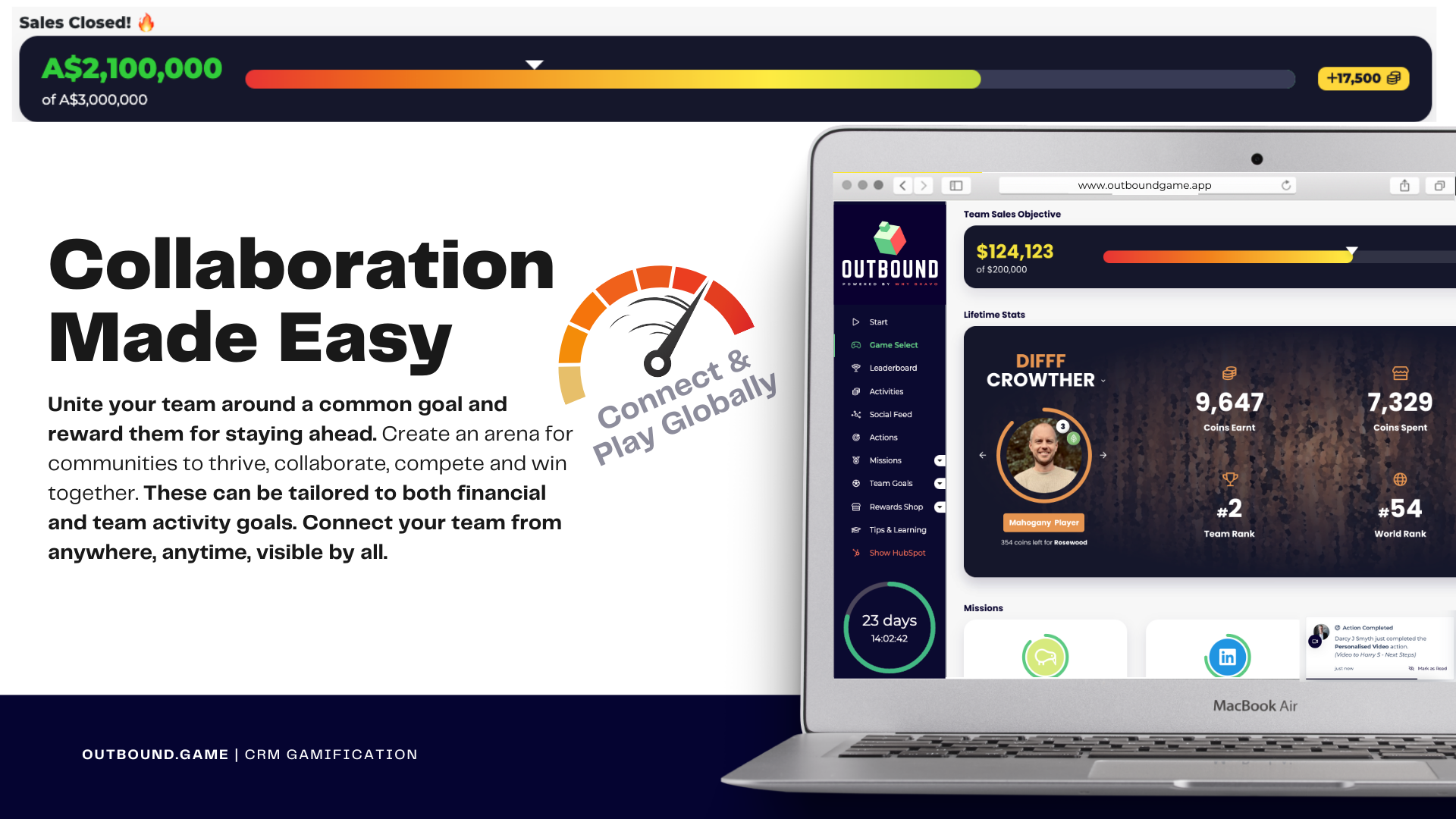 A laptop computer is open to a website that says collaboration made easy.