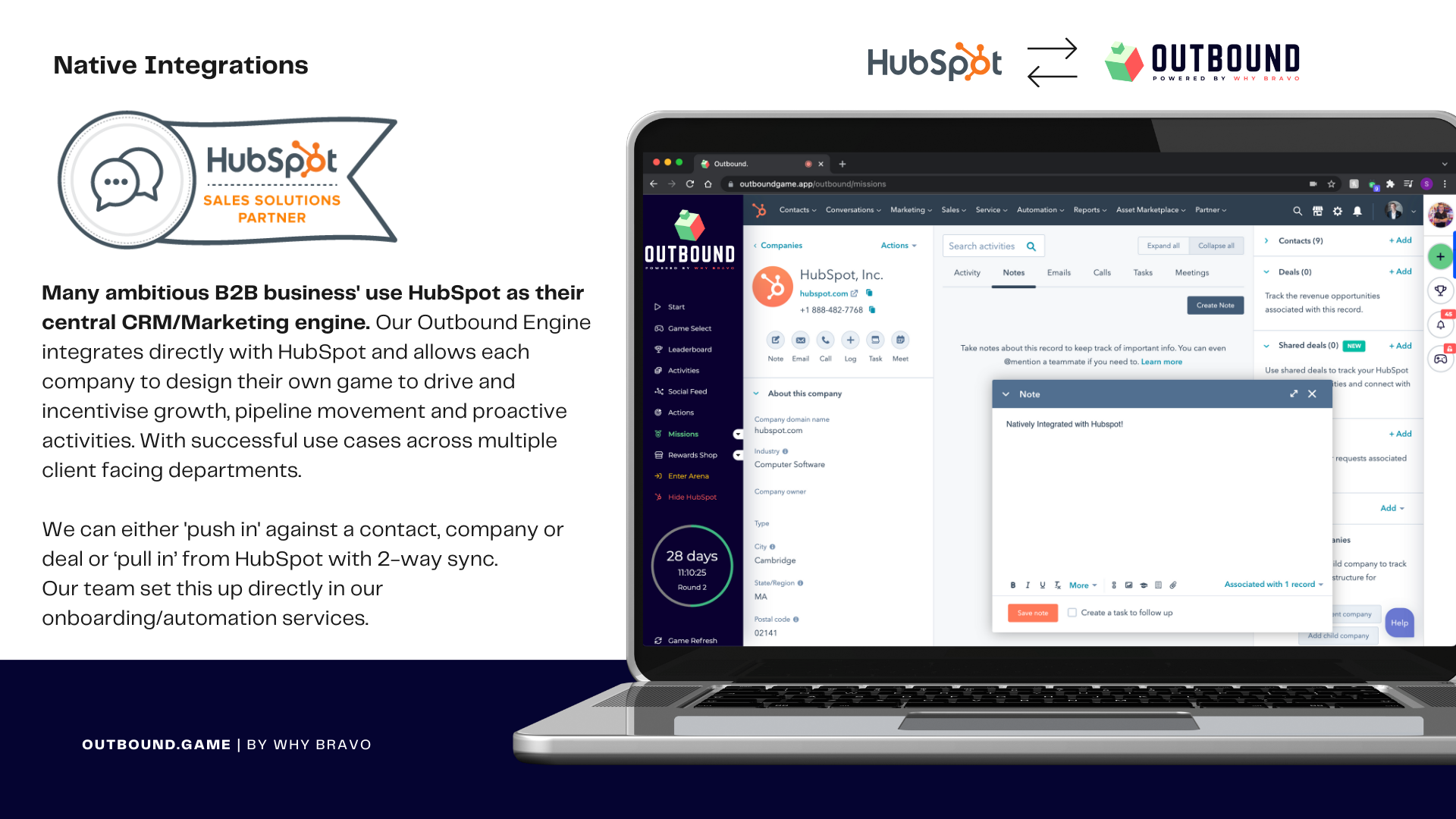 A laptop computer is open to a page that says ' hubspot ' on it.