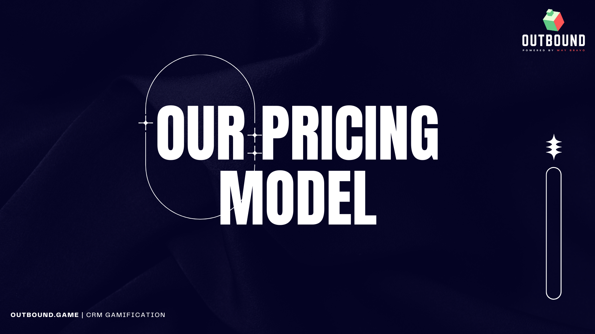A blue background with the words `` our pricing model '' written on it.