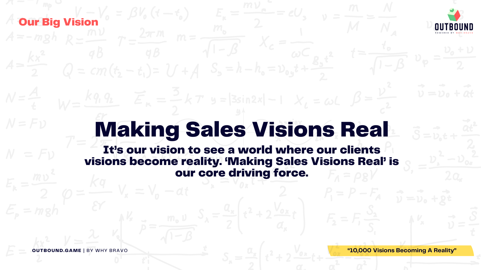 Making sales visions real is our vision to see a world where our clients visions become reality.