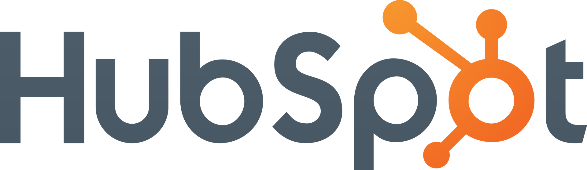 A blue and orange logo for hubspot on a white background