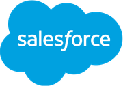 A blue cloud with the word salesforce on it