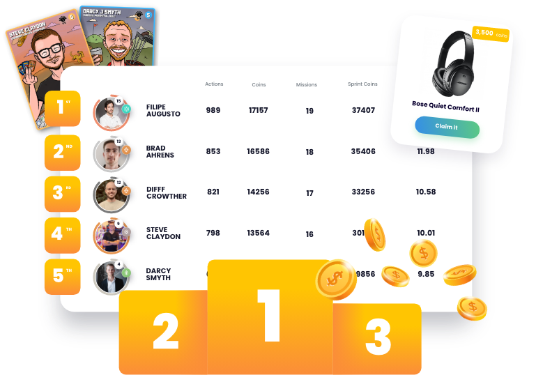 A podium with coins and a headphone on it.